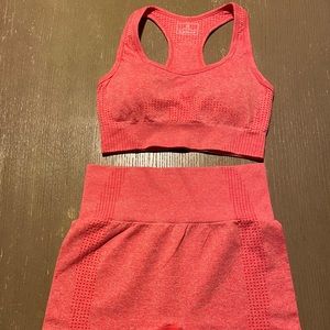 Toplook Women Seamless Yoga Workout Set 2 Piece Outfits Gym Shorts Sports Bra